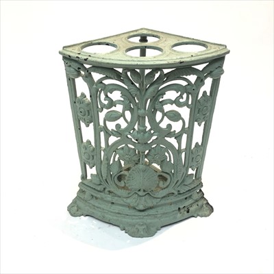 Lot 3338 - A Victorian painted cast iron corner umbrella...