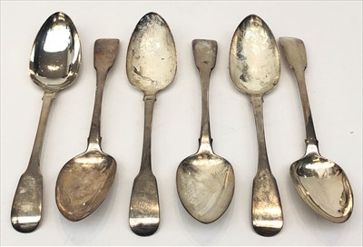 Lot 2108 - A set of three George III silver fiddle...