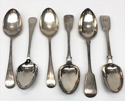 Lot 2109 - Two early Victorian Exeter silver fiddle...