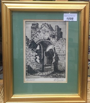 Lot 1098 - F. GOULD Buildwas Etching Signed in pencil and...