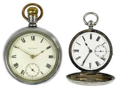 Lot 38 - Two Waltham silver-cased pocket watches.