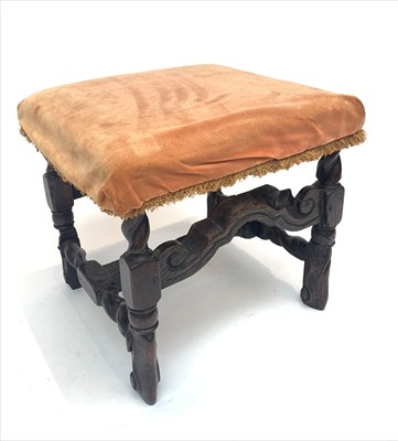 Lot 3321 - An oak stool, early 18th century, with a...