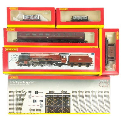 Lot 508 - Hornby boxed BR OO gauge Duchy Class locomotive, carriage, wagons & track