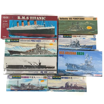 Lot 727 - Unmade model kits - Hasegawa / Aoshima, Tamiya Dragon etc 1/700 & 1/720 x 8