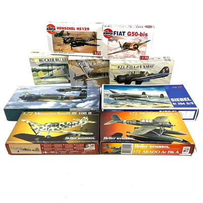 Lot 731 - Unmade model kits - Heller, Airfix, Fujimi etc. 1:72 x 9