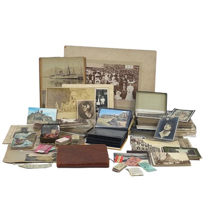 Lot 944 - Mixed lot of photographs, postcards. railway tickets, stamps etc