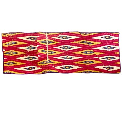 Lot 62 - A silk backed Ikat panel, 19th century or earlier.