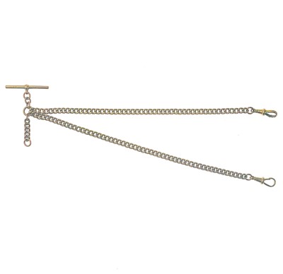 Lot 85 - A 9ct rose gold curb link double Albert watch chain.