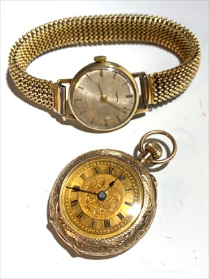 Lot 2662 - A ladies gold cased wrist watch and a 9ct gold...