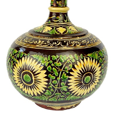 Lot 184 - An Islamic pottery vase, probably Bombay School of Arts, late 19th century.