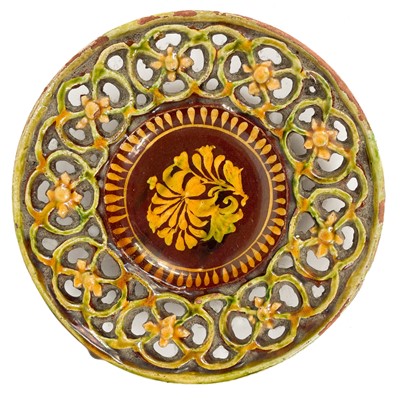 Lot 192 - A Turkish slipware pottery dish, 19th century.