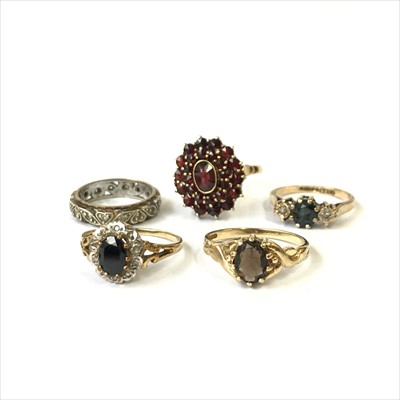 Lot 2681 - Five 9ct gold rings.