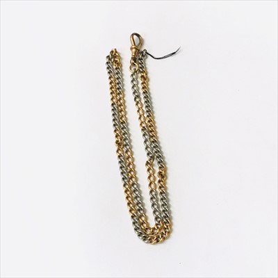 Lot 2697 - A red and white 9ct gold watch chain, 32gm.