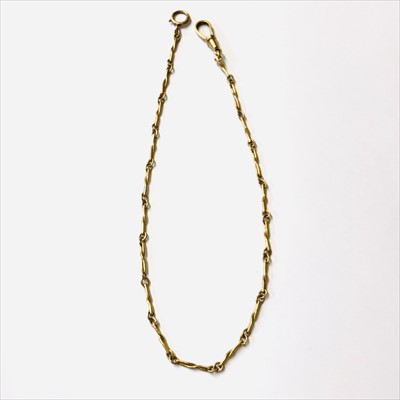 Lot 2698 - A 9ct gold dress pocket watch chain, 8gm.