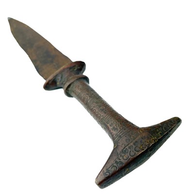 Lot 210 - A Middle Eastern bronze and iron dagger, 18th/19th century.