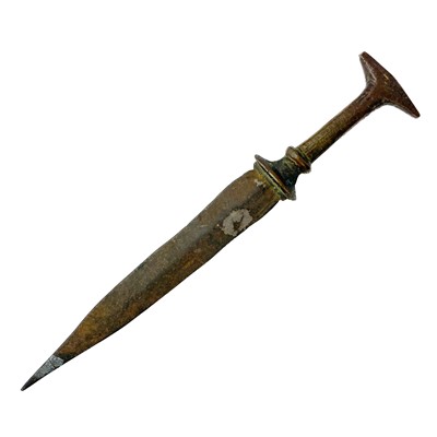Lot 210 - A Middle Eastern bronze and iron dagger, 18th/19th century.