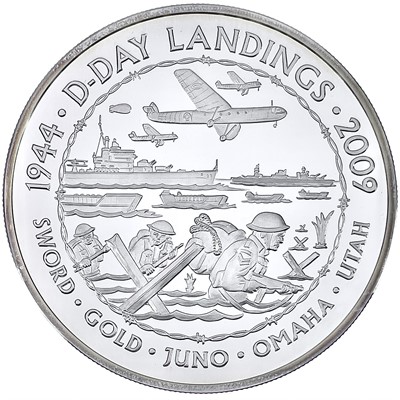 Lot 91 - 2009 65th Anniversary of D-Day Landings cased 5oz silver proof medallion
