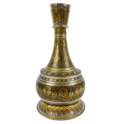 Lot 265 - A Indian bidri brass and silvered vase, early 19th century.