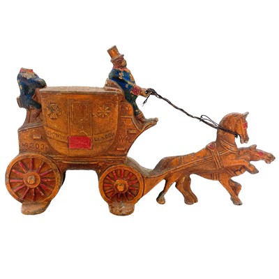 Lot 21 - A cast iron Devonport to London stagecoach doorstop.
