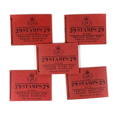 Lot 336 - GB 1956/7 3/9d stamp booklets x 5
