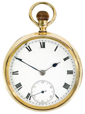 Lot 16 - An 18ct gold cased crown wind lever pocket watch.