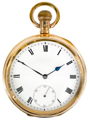 Lot 17 - An Omega 15ct rose gold crown wind lever pocket watch.