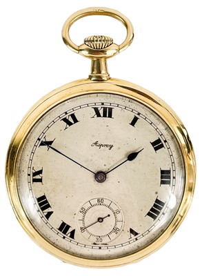 Lot 20 - A rare 18ct cased slim crown wind double dial pocket watch retailed by Asprey.