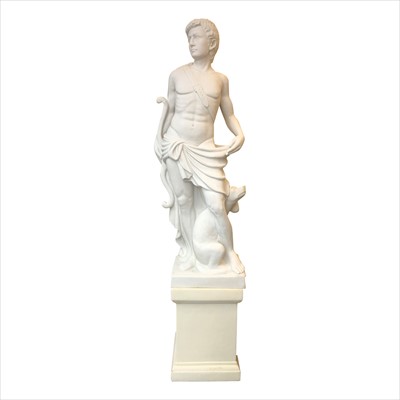 Lot 3356 - A composite marble style statue of a hunter...
