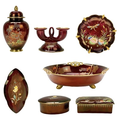 Lot 536 - CarltonWare Rouge Royale, seven pieces.