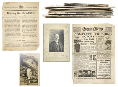 Lot 965 - Historic Newspapers and other ephemera including silk map