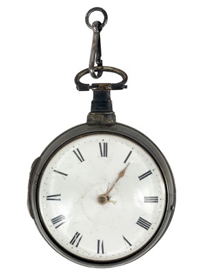 Lot 36 - A George III silver pair cased fusee pocket watch in need of repair.