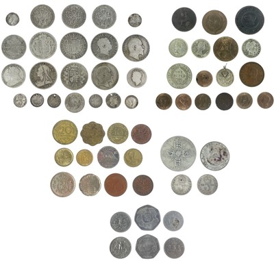Lot 93 - Pre 1920 / 1947 G.B. Silver plus sundry other coins