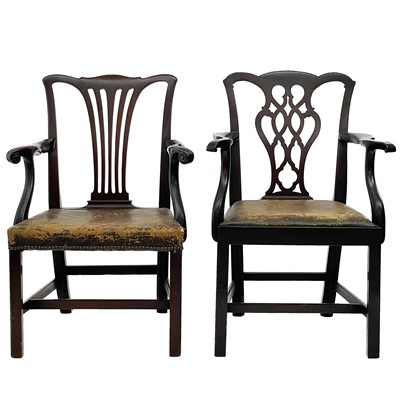 Lot 654 - A Georgian mahogany carver chair.
