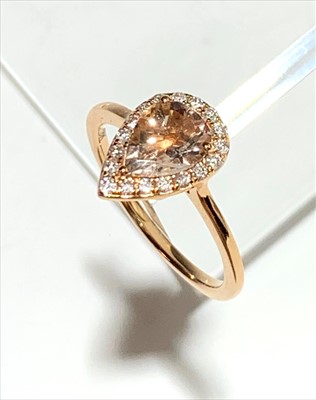 Lot 2532 - An 18ct rose gold, morganite and diamond ring,...