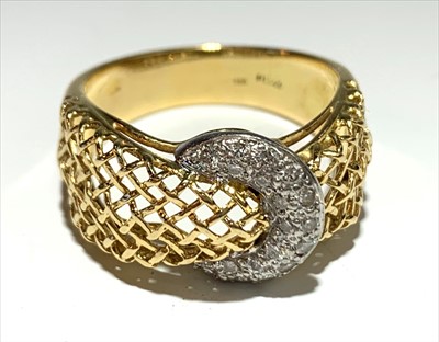 Lot 2533 - An 18ct gold,platinum and diamond ring, size P.