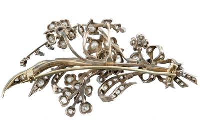 Lot 90 - An impressive Victorian silver and gold diamond foliate spray 'en tremblant' brooch.
