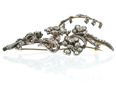 Lot 90 - An impressive Victorian silver and gold diamond foliate spray 'en tremblant' brooch.