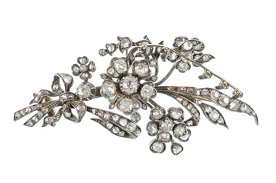 Lot 180 - An impressive Victorian silver and gold diamond foliate spray 'en tremblant' brooch.