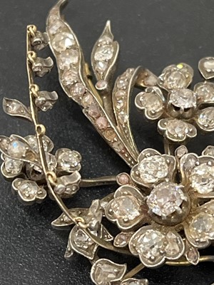 Lot 90 - An impressive Victorian silver and gold diamond foliate spray 'en tremblant' brooch.