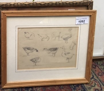 Lot 1092 - Cornish School, 20th Century Study of geese...