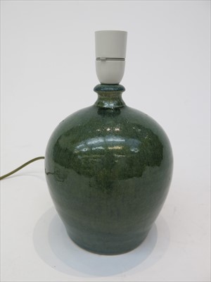 Lot 1485 - A Porthleven studio pottery lamp base, incised...