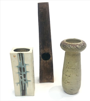 Lot 1488 - A Phyllis Sherwood studio pottery vase and two...