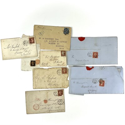 Lot 365 - Queen Victoria 1d black on part cover plus misc. Queen Victoria covers