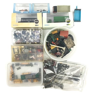 Lot 672 - Model Railway Accessories 00 Gauge including scenery, buildings, trees and model kits