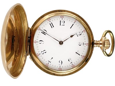 Lot 21 - A Victorian rose gold full hunter crown wind fob pocket watch.