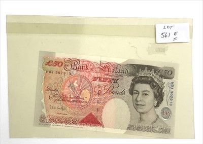 Lot 561E - £50 Kentfield, prefix H01, uncirculated.