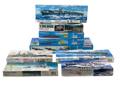 Lot 843 - Un-made plastic model kits. Fujimi / Dragon 1:700 scale x9