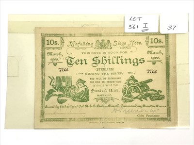 Lot 561I - Seige of Mafeking ten shilling, centre crease...