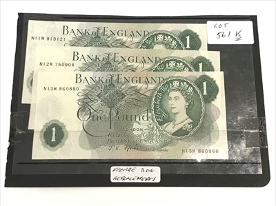 Lot 561K - Three Fforde one pound replacement cat. 308...