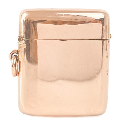 Lot 70 - A Victorian 9ct rose gold fob vesta case by Henry Matthews.